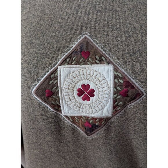 Vintage Lee Heavyweight Sweatshirt W/ Embroidered Center Panel Beige S - Picture 2 of 6